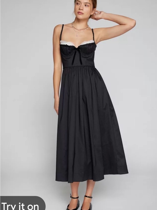 For Love And Lemons Dresses & Skirts - For Love & Lemons black Spaghetti-Strap Midi Dress with Lace Trim